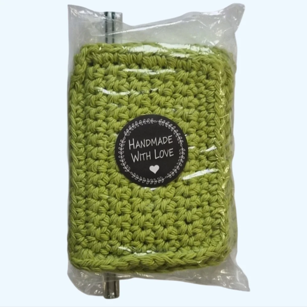 Reusable Eco Friendly Cotton Handmade Sponges-Set of 6-Lime Green